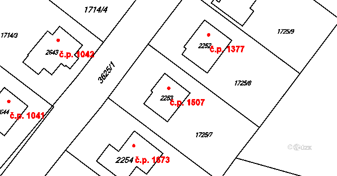 Rožnov pod Radhoštěm 1507 na parcele st. 2253 v KÚ Rožnov pod Radhoštěm, Katastrální mapa