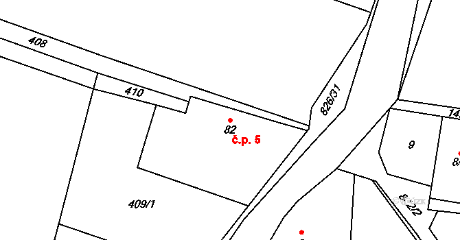 Nespice 5, Vacov na parcele st. 82 v KÚ Nespice, Katastrální mapa