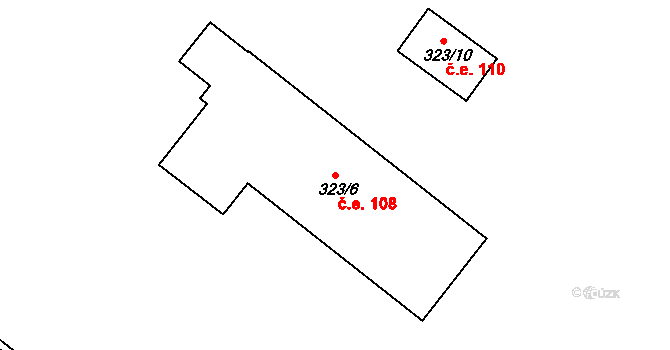 Hrbovice 108, Chlumec na parcele st. 323/6 v KÚ Hrbovice, Katastrální mapa