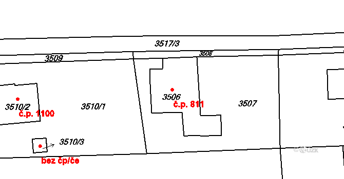 Dolní Lutyně 811 na parcele st. 3506 v KÚ Dolní Lutyně, Katastrální mapa