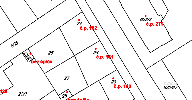 Třebestovice 161 na parcele st. 28 v KÚ Třebestovice, Katastrální mapa
