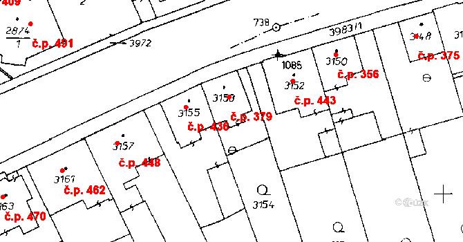 Poděbrady III 379, Poděbrady na parcele st. 3153 v KÚ Poděbrady, Katastrální mapa