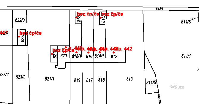 Klášterec nad Ohří 443 na parcele st. 814/1 v KÚ Klášterec nad Ohří, Katastrální mapa