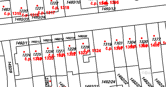 Předměstí 1324, Svitavy na parcele st. 1229 v KÚ Svitavy-předměstí, Katastrální mapa