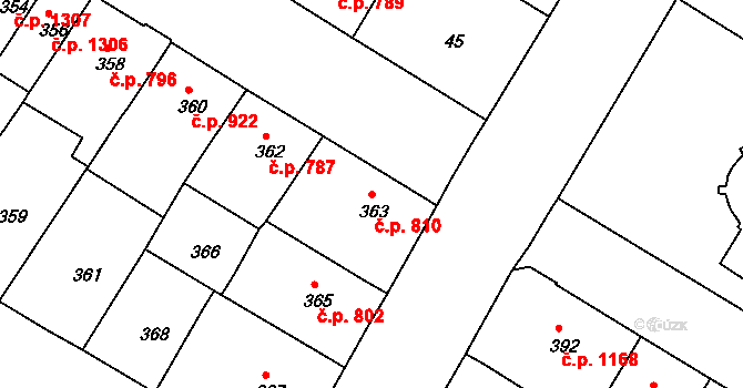 Husovice 810, Brno na parcele st. 363 v KÚ Husovice, Katastrální mapa