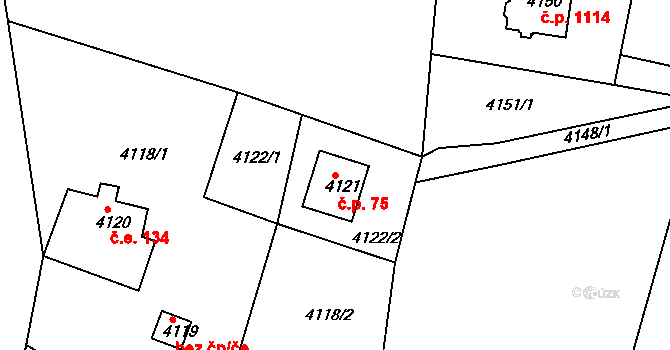 Smržovka 75 na parcele st. 4121 v KÚ Smržovka, Katastrální mapa