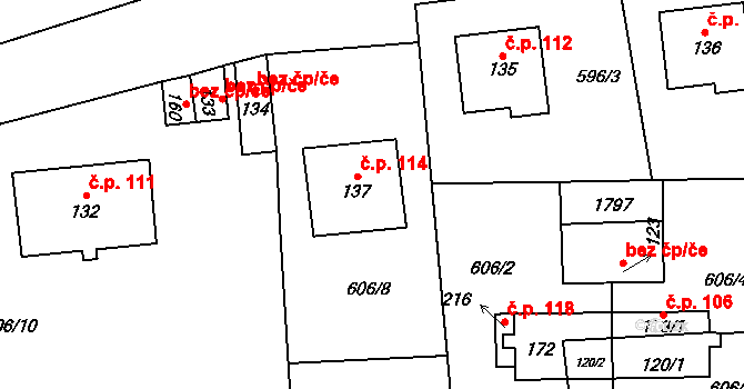 Březno 114, Postoloprty na parcele st. 137 v KÚ Březno u Postoloprt, Katastrální mapa