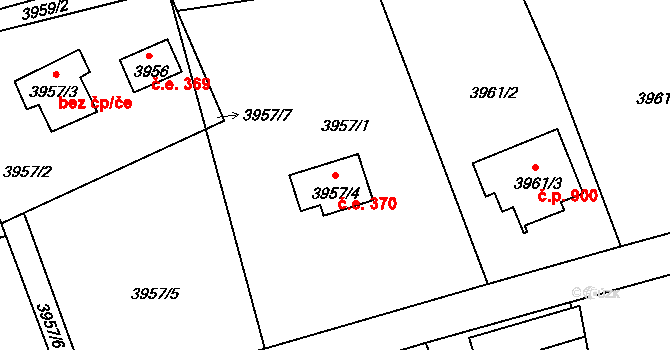 Frýdlant 370, Frýdlant nad Ostravicí na parcele st. 3957/4 v KÚ Frýdlant nad Ostravicí, Katastrální mapa