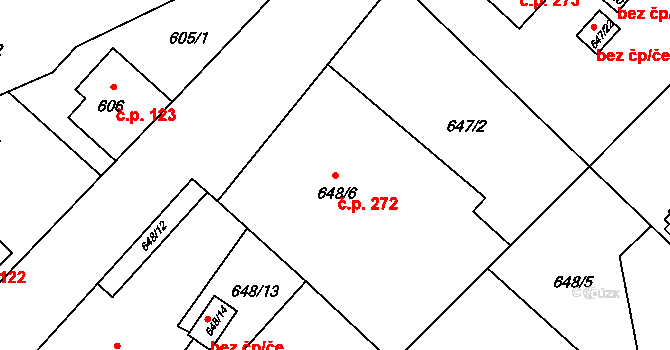Ráj 272, Karviná na parcele st. 648/6 v KÚ Ráj, Katastrální mapa