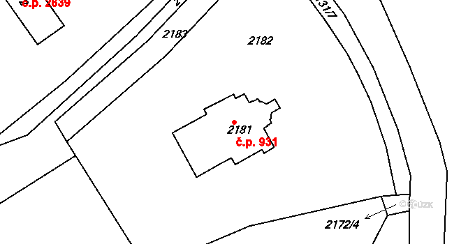 Dejvice 931, Praha na parcele st. 2181 v KÚ Dejvice, Katastrální mapa