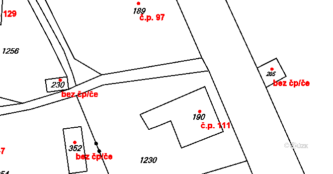 Libeč 111, Trutnov na parcele st. 190 v KÚ Libeč, Katastrální mapa