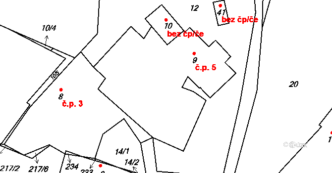 Vitín 5, Počepice na parcele st. 9 v KÚ Vitín u Počepic, Katastrální mapa