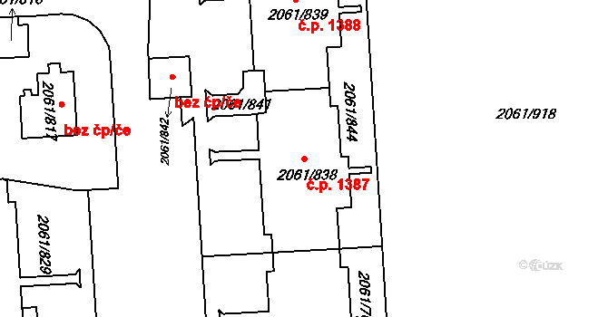České Budějovice 2 1387, České Budějovice na parcele st. 2061/838 v KÚ České Budějovice 2, Katastrální mapa
