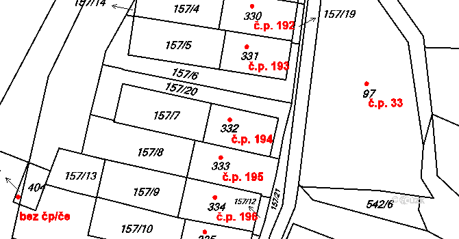 Horní Maršov 194 na parcele st. 332 v KÚ Horní Maršov, Katastrální mapa