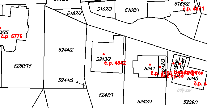 Chomutov 4542 na parcele st. 5243/2 v KÚ Chomutov I, Katastrální mapa