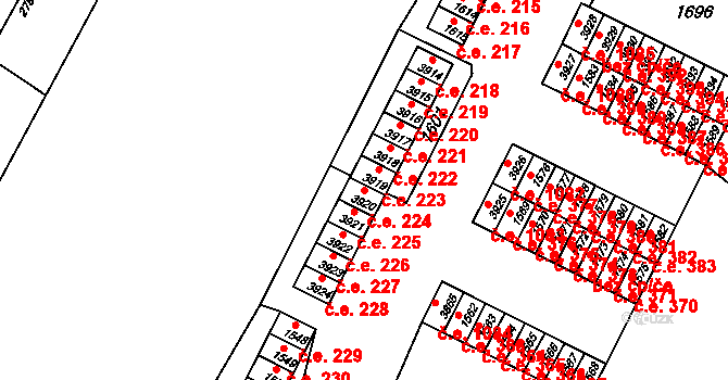 Kuřim 224 na parcele st. 3920 v KÚ Kuřim, Katastrální mapa