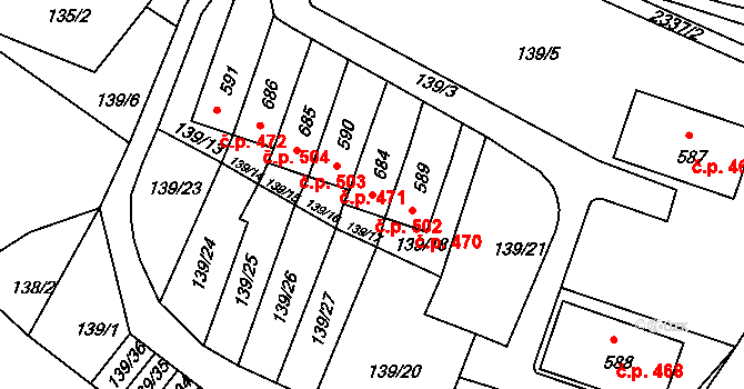 Dolní Podluží 502 na parcele st. 684 v KÚ Dolní Podluží, Katastrální mapa