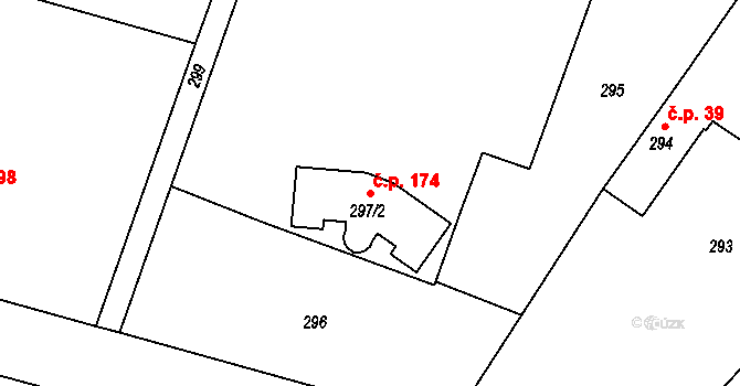 Kratonohy 174 na parcele st. 297/2 v KÚ Kratonohy, Katastrální mapa