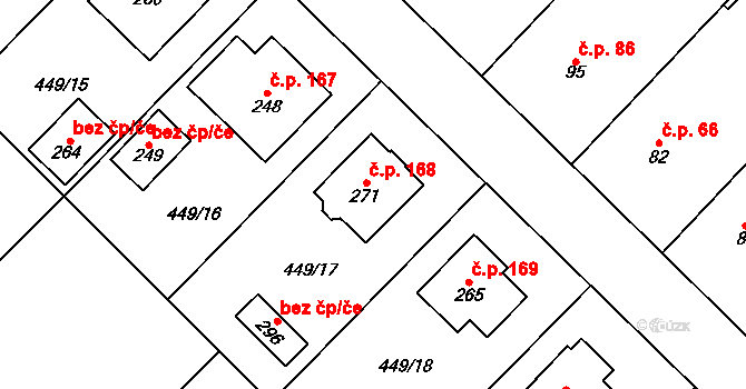 Krahulčí 168 na parcele st. 271 v KÚ Krahulčí u Telče, Katastrální mapa