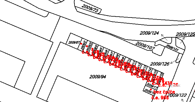 Chomutov 1028 na parcele st. 2009/5 v KÚ Chomutov I, Katastrální mapa