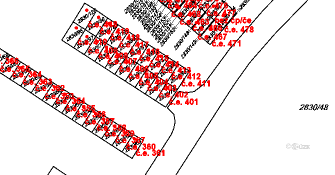 Rumburk 1 401, Rumburk na parcele st. 2830/70 v KÚ Rumburk, Katastrální mapa
