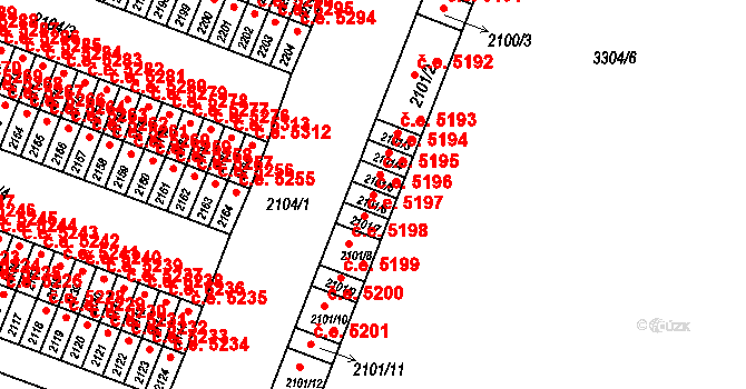 Kadaň 5196 na parcele st. 2101/6 v KÚ Kadaň, Katastrální mapa