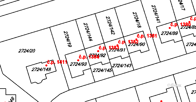 Kylešovice 1383, Opava na parcele st. 2724/92 v KÚ Kylešovice, Katastrální mapa