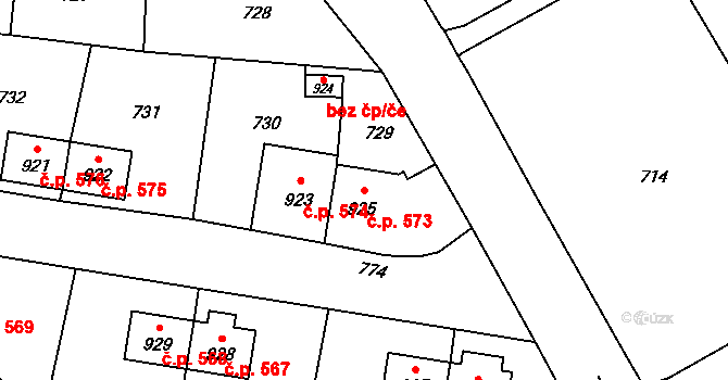 Heřmanice 573, Ostrava na parcele st. 925 v KÚ Heřmanice, Katastrální mapa