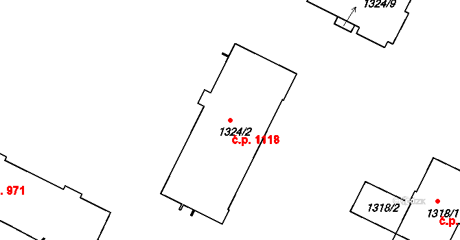 Poruba 1118, Ostrava na parcele st. 1324/2 v KÚ Poruba, Katastrální mapa