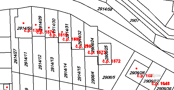Velké Meziříčí 1573 na parcele st. 2906/24 v KÚ Velké Meziříčí, Katastrální mapa