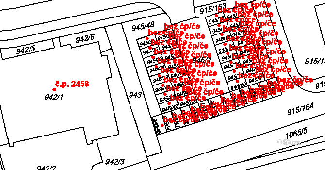 Nové Město 110, Karviná na parcele st. 945/40 v KÚ Karviná-město, Katastrální mapa