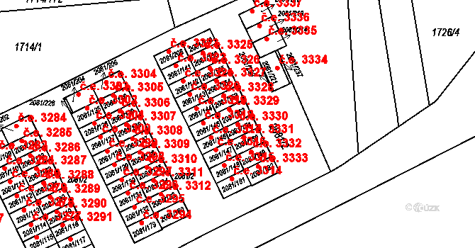 Prostřední Suchá 3330, Havířov na parcele st. 2081/151 v KÚ Prostřední Suchá, Katastrální mapa