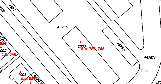 Slavičín 785,786 na parcele st. 1222 v KÚ Slavičín, Katastrální mapa