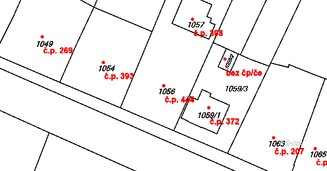 Želechovice nad Dřevnicí 444 na parcele st. 1056 v KÚ Želechovice nad Dřevnicí, Katastrální mapa