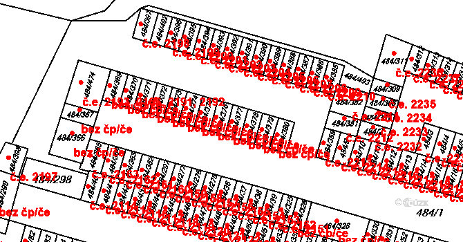 Podlesí 2175,2182, Havířov na parcele st. 484/377 v KÚ Bludovice, Katastrální mapa