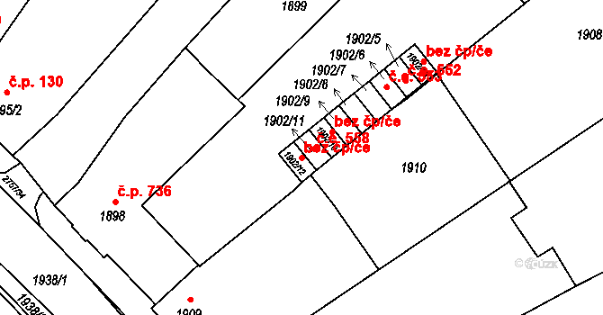 Bučovice 43542701 na parcele st. 1902/12 v KÚ Bučovice, Katastrální mapa