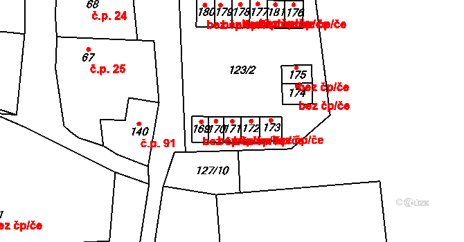 Hroubovice 43730701 na parcele st. 171 v KÚ Hroubovice, Katastrální mapa
