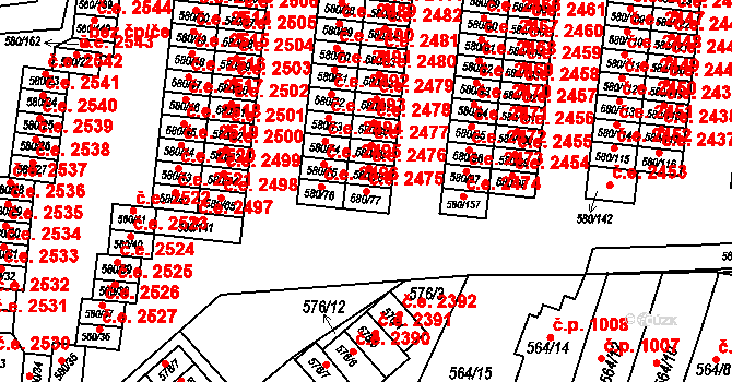 Bludovice 2475, Havířov na parcele st. 580/77 v KÚ Bludovice, Katastrální mapa
