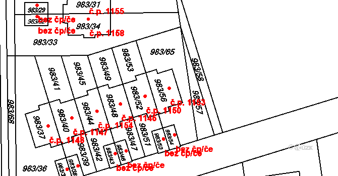 Kylešovice 1153, Opava na parcele st. 983/56 v KÚ Kylešovice, Katastrální mapa
