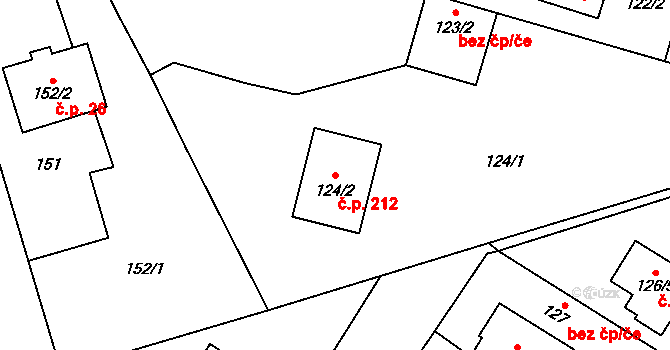 Chlebičov 212 na parcele st. 124/2 v KÚ Chlebičov, Katastrální mapa