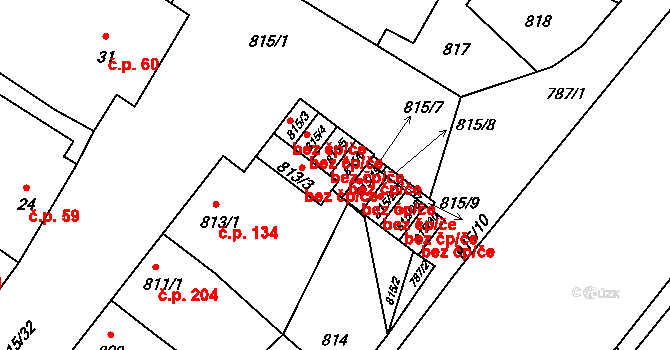 Týnec 47303701 na parcele st. 815/6 v KÚ Týnec na Moravě, Katastrální mapa