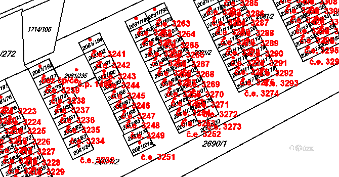 Prostřední Suchá 3255, Havířov na parcele st. 2081/99 v KÚ Prostřední Suchá, Katastrální mapa