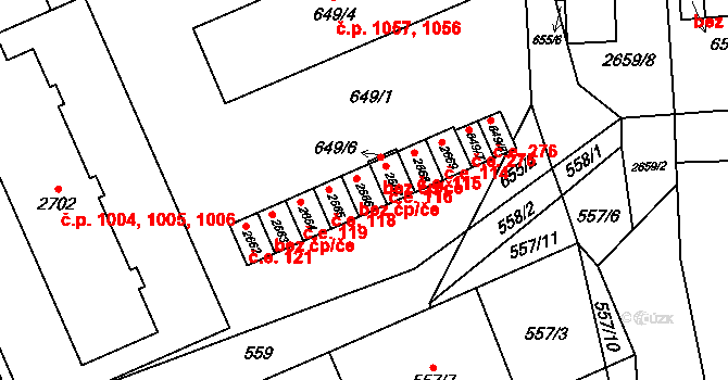 Oslavany 117 na parcele st. 2666 v KÚ Oslavany, Katastrální mapa