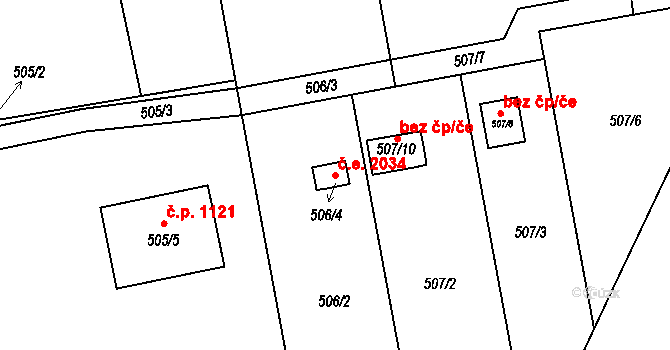 Dolní Těrlicko 2034, Těrlicko na parcele st. 506/4 v KÚ Dolní Těrlicko, Katastrální mapa
