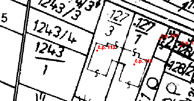 Bernartice 112 na parcele st. 127/3 v KÚ Bernartice u Milevska, Katastrální mapa