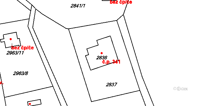 Horní Suchá 341 na parcele st. 2836 v KÚ Horní Suchá, Katastrální mapa
