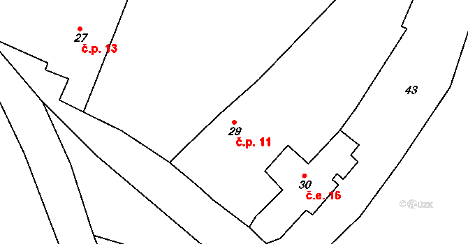 Defurovy Lažany 11, Chanovice na parcele st. 29 v KÚ Defurovy Lažany, Katastrální mapa