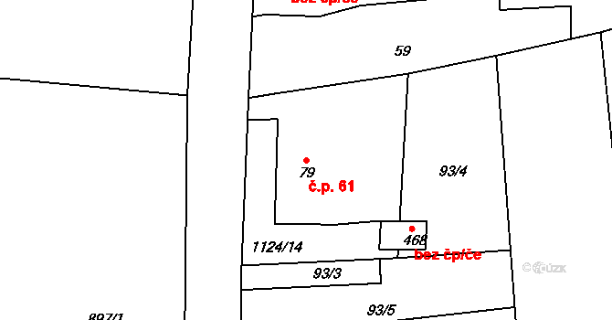 Velká Ves 61, Broumov na parcele st. 79 v KÚ Velká Ves u Broumova, Katastrální mapa
