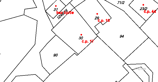 Tošovice 17, Odry na parcele st. 30 v KÚ Tošovice, Katastrální mapa