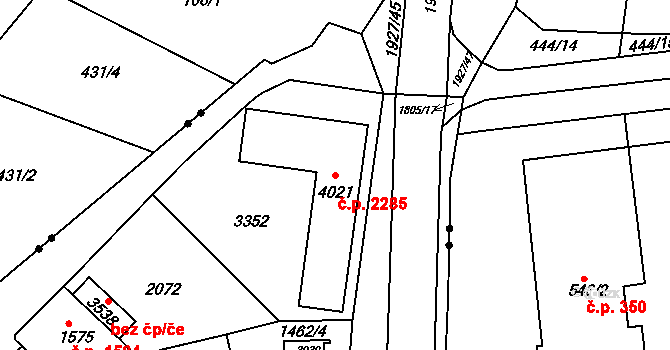 Předměstí 2285, Svitavy na parcele st. 4021 v KÚ Svitavy-předměstí, Katastrální mapa